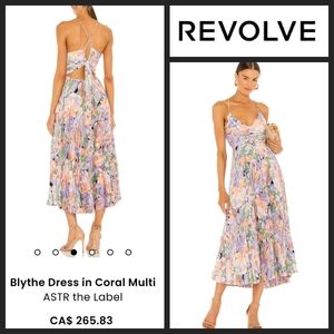 ASTR The Label Blythe Floral Plisse Midi Pleated Dress Coral REVOLVE Small